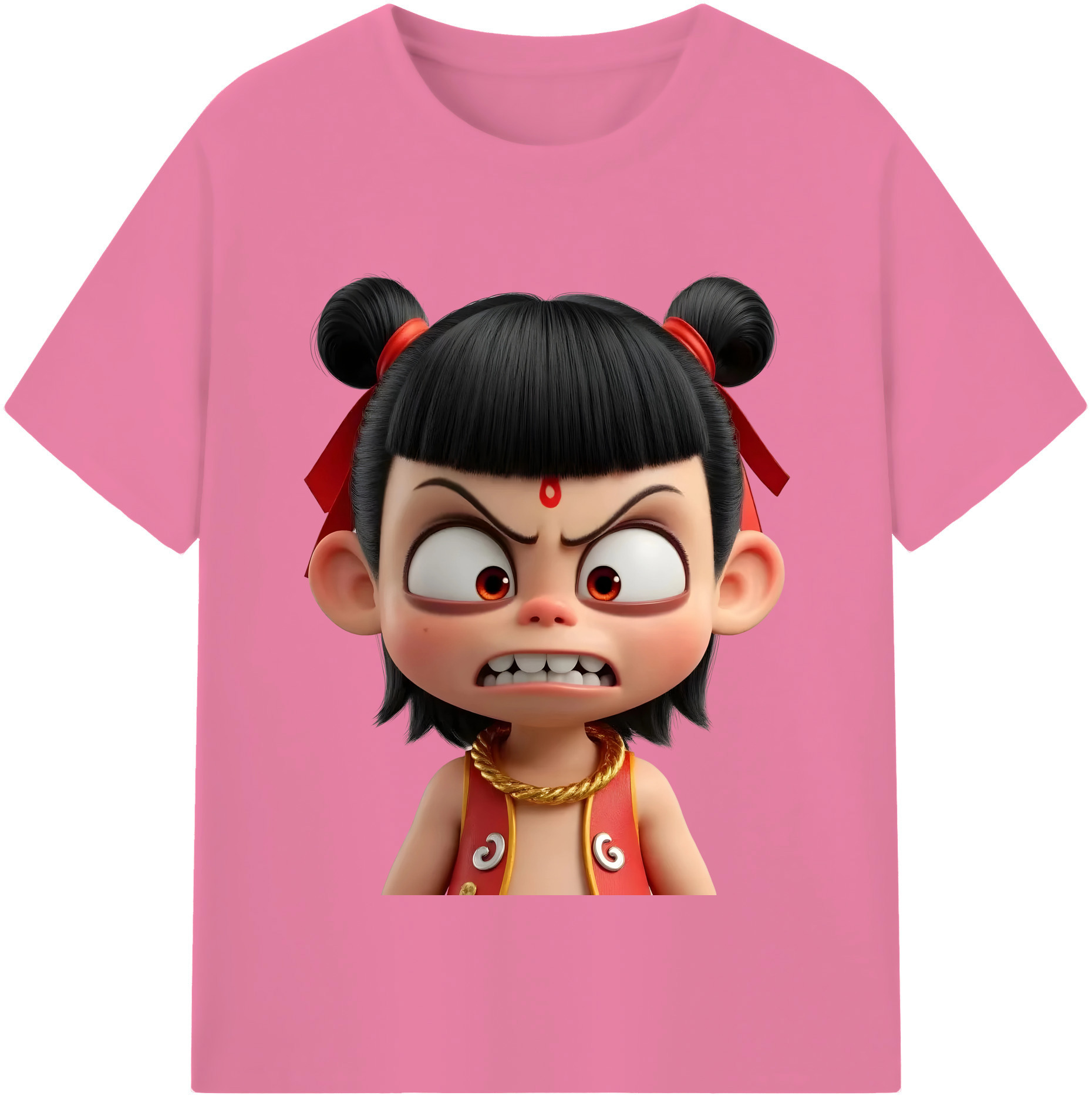 （画像用） Ne Zha 2 ナタ 魔童の大暴れ 綿100％半袖Tシャツ（フロントプリント）